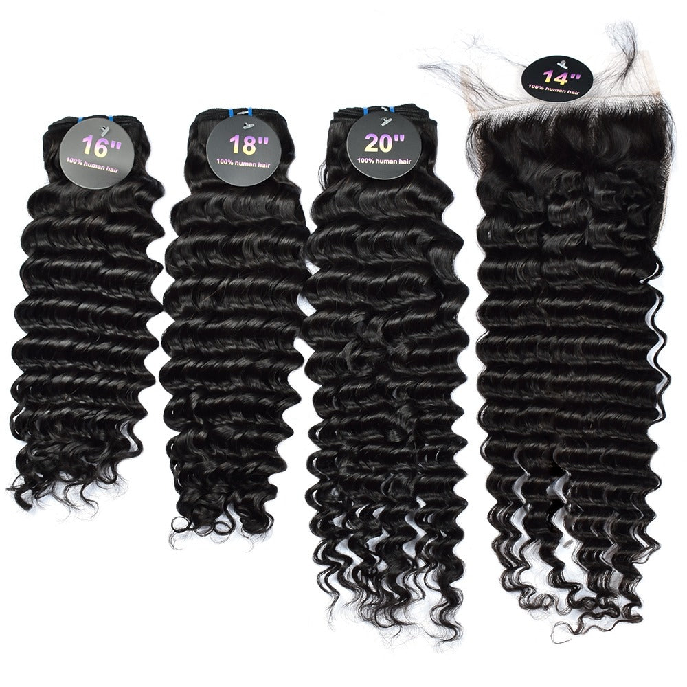 Deep Wave Hair Bundles w/ 4*4 Closure