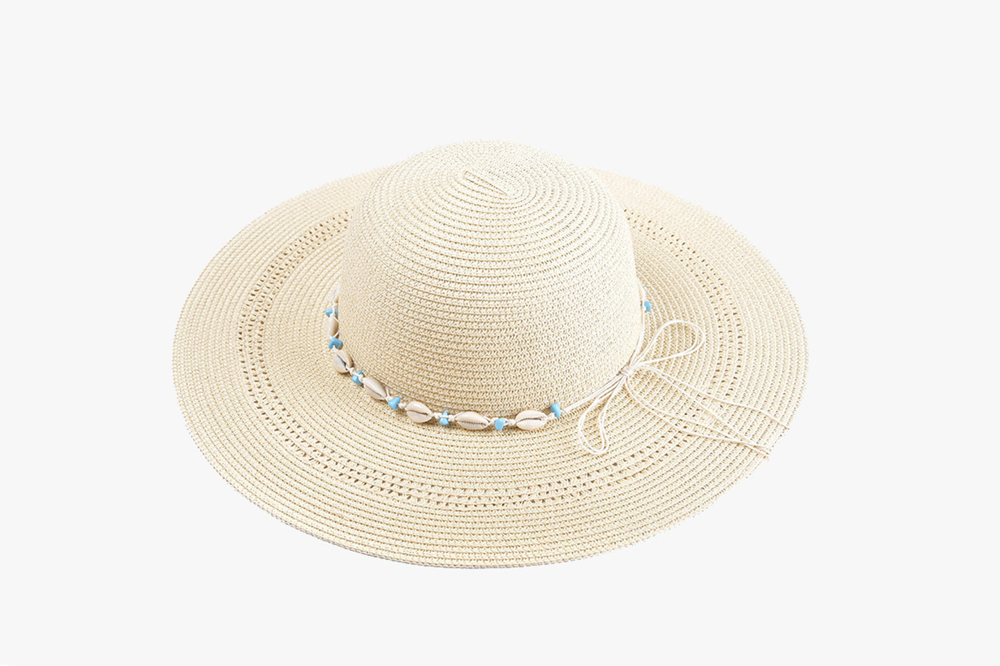 Agatha Straw Hat w/ Seashell & Bead Band