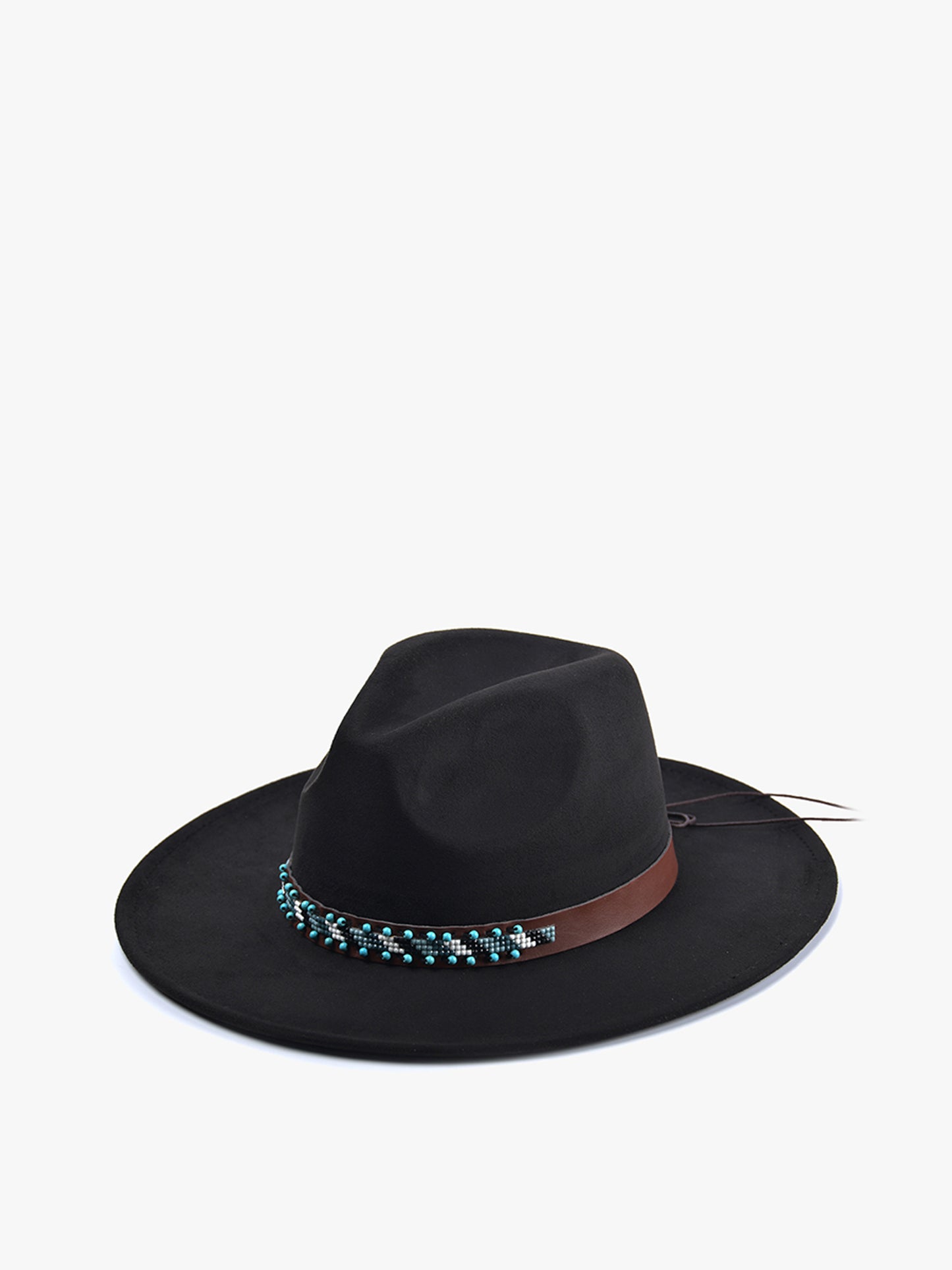 Teo Faux Suede Fedora w/ Turquoise Bead Band