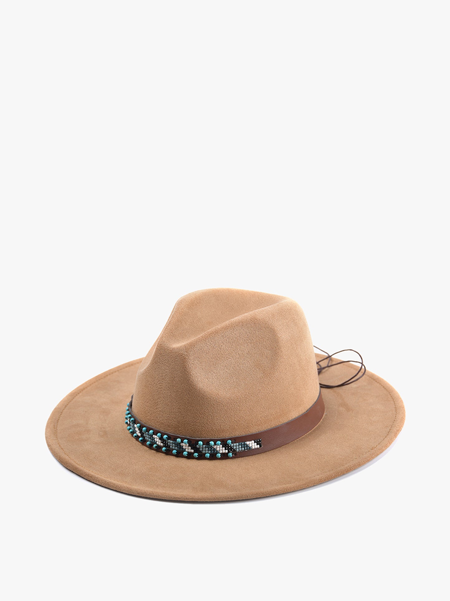 Teo Faux Suede Fedora w/ Turquoise Bead Band