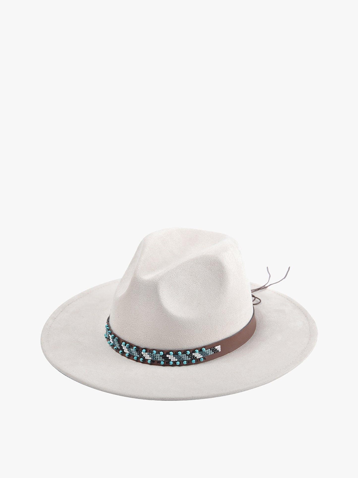 Teo Faux Suede Fedora w/ Turquoise Bead Band