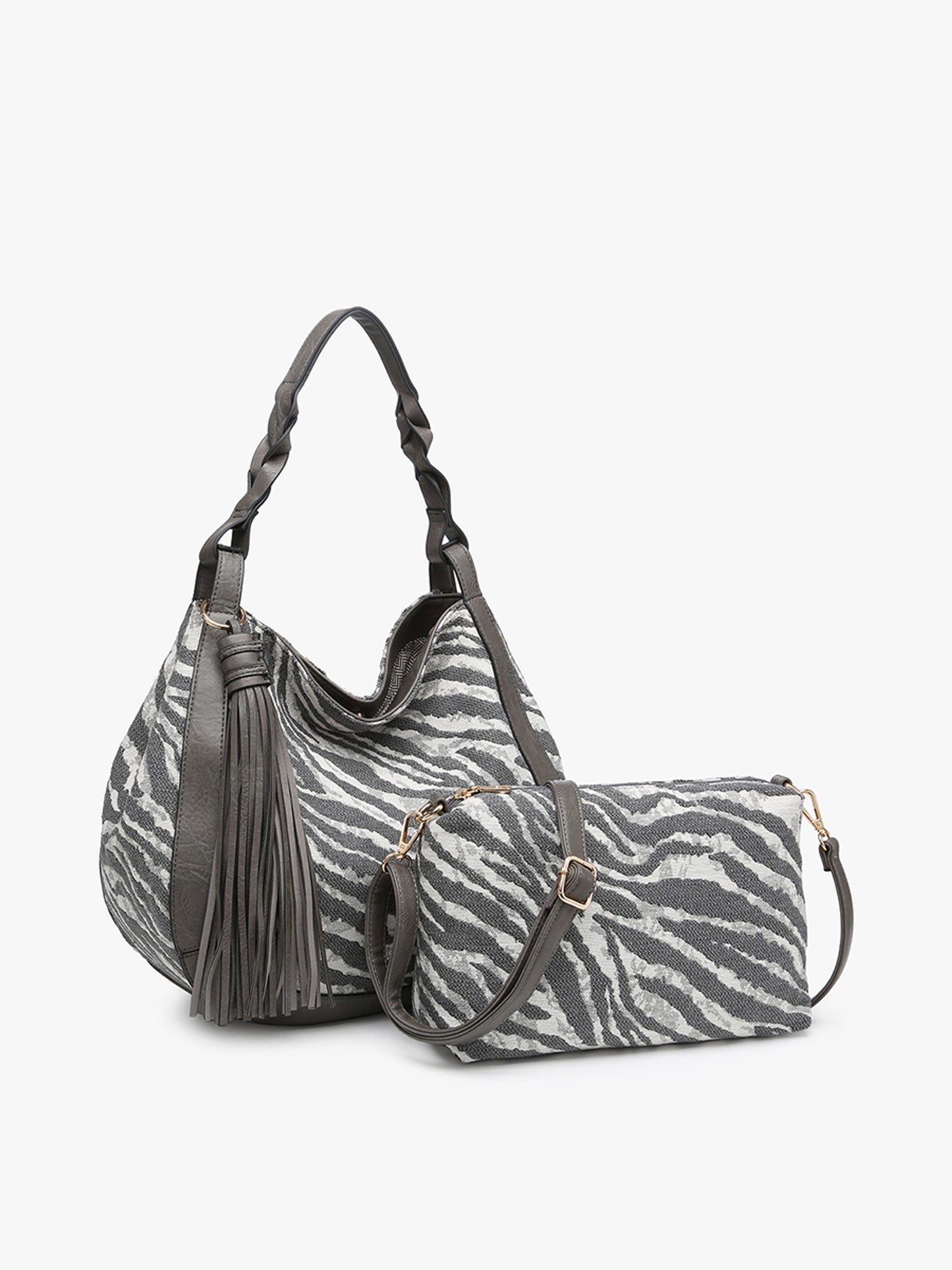 Nori Zebra Printed Hobo w/ Large Tassel