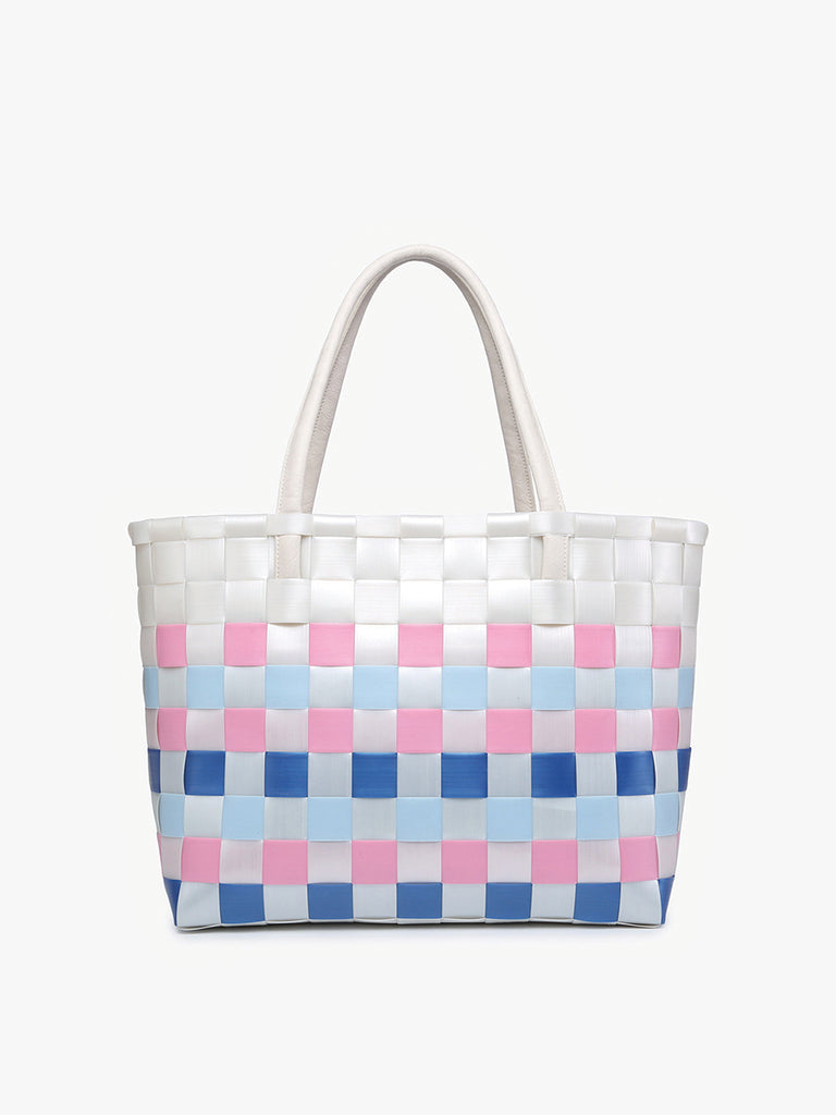 Abigail Basketweave Tote w/ Vegan Leather Straps