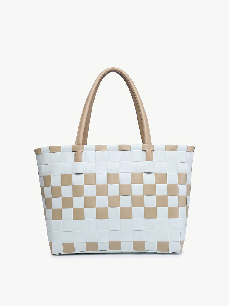 Abigail Basketweave Tote w/ Vegan Leather Straps