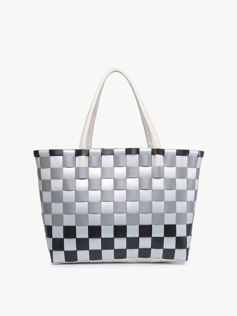 Abigail Basketweave Tote w/ Vegan Leather Straps