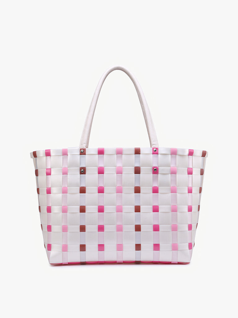 Abigail Basketweave Tote w/ Vegan Leather Straps