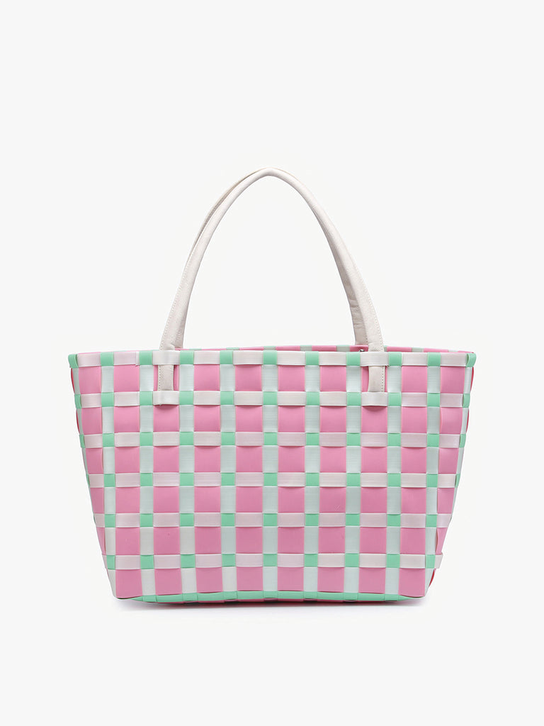 Abigail Basketweave Tote w/ Vegan Leather Straps