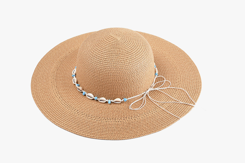 Agatha Straw Hat w/ Seashell & Bead Band